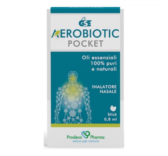 GSE AEROBIOTIC POCKET Inalatore Nasale A Base Di Oli Essenziali Puri Di Pompelmo, Timo, Menta, Eucalipto E Pino Silvestre