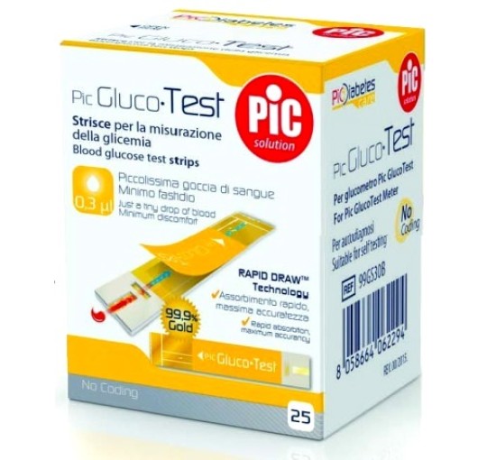 STRISCE MISURAZIONE GLICEMIA PIC GLUCOTEST 25 PEZZI