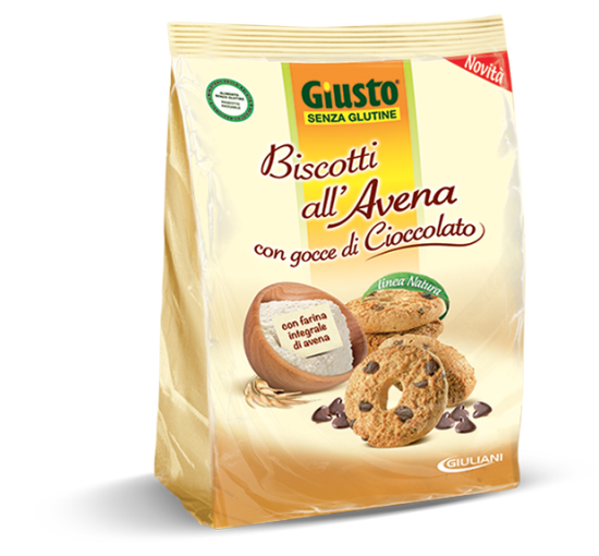 GIUSTO SENZA GLUTINE BISCOTTI ALL'AVENA CON GOCCE DI CIOCCOLATO 250 G