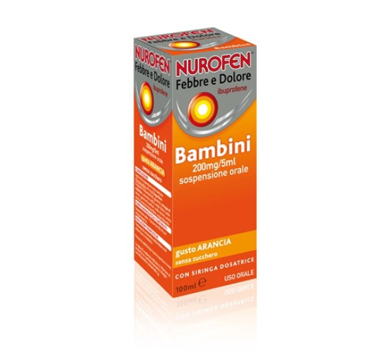 NUROFEN FEBBRE E DOLORE*orale sosp 100 ml 200 mg/5 ml arancia senza zucchero con siringa