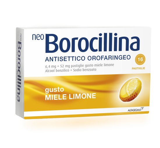 NEOBOROCILLINA ANTISETTICO OROFARINGEO*16 pastiglie 6,4 mg +52 mg limone